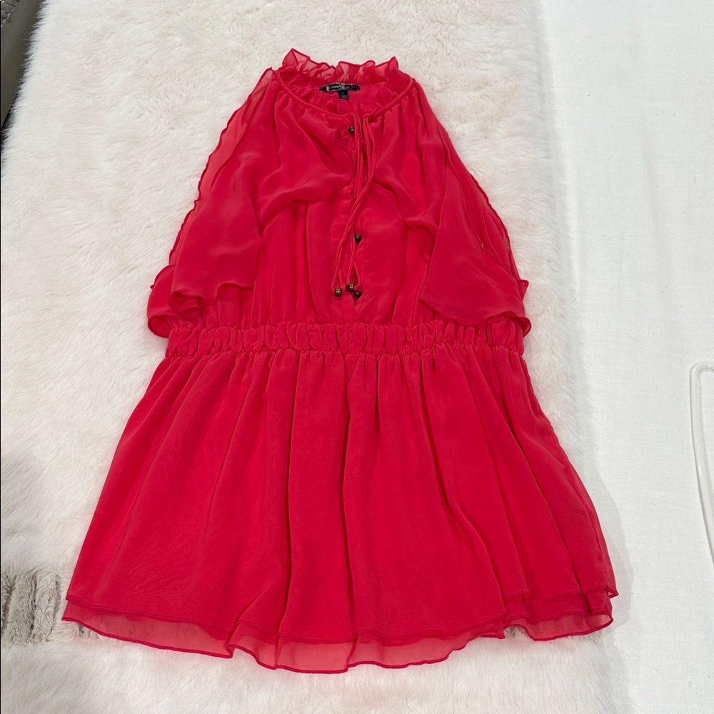 Umgee Red Ruffled Blouse